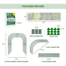 Kit de malla de jardín, cubiertas para plantas de 8x24 pies con malla ultra fina, con 6 sets de aros de jardín y 12 sujetadores, red de protección contra pájaros para frutas, verduras, flores, animales, y cubierta de invernadero - 8x24 pies - Ver 11