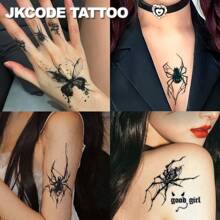 JKCODE TATTOO 4 Packs Waterproof Mehndi Design Semi-Permanent Tattoos, Hands, Temporary Tattoos, Spider Tattoo, Waterproof, Realistic Fake Tattoos, Botanical, Finger Tattoos, Magic Tattoos, Lasts 1-2 Weeks, Tattoos For Women