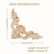 4 件木雕贴花嵌体，未上漆小木角花雕刻贴花适用于镜子橱柜墙壁门柜梳妆台床头柜 DIY 艺术品项目 - 如圖所示 - 查看 9