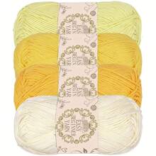4pcs Soft Acrylic Yarn Skeins - 100% Acrylic, Fluffy & Soft, Suitable For Beginner Crochet Projects - Great For Hats, Gloves, Clothing, Blankets - Multi Colors (Beige, Cream, Yellow), Crochet Yarn
