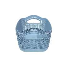 paquete de 2 canastas organizadoras chicas tipo mitril organizador multiuso cestas almacenamiento plástico resistente fácil limpieza home office cocina baño acabado elegante diseño compacto - Azul - Ver 4