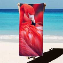 1pc Oversized Flamingo Printed Beach Towel, Extra Large Ultra Soft Quick Dry Beach Blanket - Skin-Friendly And Portable, Suitable For Fun Trips, Yoga, Picnics And Pool Parties