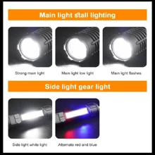 便携式大功率 LED 手电筒带显示屏可充电军用战术手电筒内置 18650 电池应急聚光灯超亮照明露营灯家用户外手电筒 - 黑色 - 查看 7