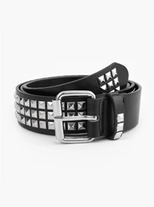 1pc Unisex Solid Color Punk Rock Studded Sequins Rhinestones Embellished Belt, Suitable For Teen, Casual, Outdoor, Athletic, Vacation, Travel, Graduation, Birthday, Daily Wear