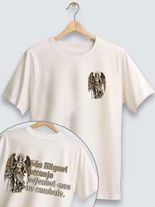 Camiseta Algodão Juvenil e Infantil Unissex Gospel São Miguel Menino Menina - Branco - Visão 2