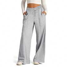 Women's Drawstring Waist Relaxed Fit Casual Sweatpants - Ljusgrå - Visa 1