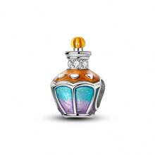 1 Pc Sliver Color Fine Pink Purple Enamel Zirconia Lady Rose Camellia Flower Perfume Bottle Nail Polish High Heel Shoes Dress Scissors Tape Measure Charms Fit Original Bracelet Necklace Pendant Beads For Diy Jewelry Making Women Girl Party Jewelry Gift For Friends