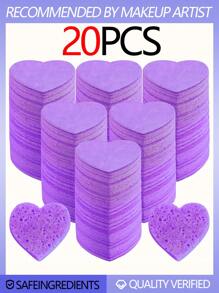 20/10/5/2 piezas Almohadillas comprimidas con forma de corazón para limpieza facial, herramienta de limpieza facial con esponja exfoliante