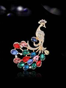 Elegant Rhinestone Peacock Brooch For Women Animal Pin Dress Suit Pin Accessories Party Banquet Gift