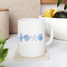 Seashell Ceramic Mug - Beach Lover Coffee Cup, Ocean Theme Tea Mug, Coastal Kitchen Decor, Nautical Drinkware Gift, Sea Shell Pattern Cup11oz Ceramic Coffee Mug - Valentine's Day, Birthday,Woman's Day Gift, Easter Day Gift Idea For Dad Mom Friends Girlfriend Boyfriend - default - View 1