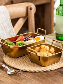 不锈钢银色/金色方形小吃拼盘，创意糖果/薯条盛菜篮，适用于家庭聚会、派对、酒店餐饮、圣诞晚宴