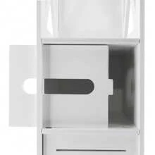 Lucn Modern Toilet Side Cabinet Bathroom Storage Cupboard Thin Cabinet Unit Shelf, With Exclusive Drawer For Toilet Rolls, Ideal For Placing Around Toilets And Basin Sinks, White PVC, 18*20*80 Cm, Floor Mounted, For Bathroom, Bedroom, Living Room, Kitchen, Office, Workshop, Toilet, Washroom, Salon, Cloakroom, Checkroom Etc. Number Of Layers: 3+1; Waterproof & Moisture-Proof, Oil-Proof & Flame Retardant, Beautiful Hollow Carving, Mortise And Tenon Joints, Easy Installation - 白色 - 查看 9