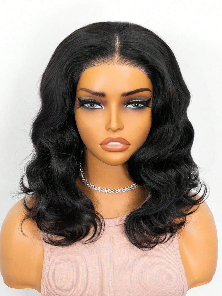 Wear Go Wigs Body Wave Hair Pre Cut 13*4 HD Lace Closure Short Bob Glueless Wig, 100% Real Human Hair Wigs Natural Hairline Remy Pre Plucked Bleached Knots With Baby Hair Black Color - Natural Black - 查看 1