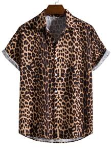 Men's Casual Leopard Print Shirt For Summer - Multicolor - View 1