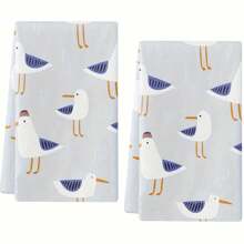 2 Piezas Toalla de cocina absorbente con diseño de gaviota azul, toalla de baño moderna con patrón azul de gaviota, toalla de cocina con tejido de tema de pájaros, adecuada para hornear y cocinar