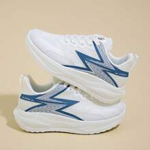 新款女士休闲运动鞋，轻便透气公路跑鞋，运动鞋，学生鞋，网布和皮革，防滑，减震，健身健身鞋 - 藍色 - 查看 1