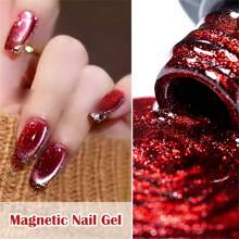 8pcs 7ml Cat Eye Gel Nail Polish Set, Red Blue Magnetic Cateye Gel Polish With Magnet Stick Included, Semi Permanent Soak Off Nail Art UV Gel Varnish For Valentines Decor Manicure Kit With Box Nail Art DIY Gift For Women Nails - 彩色 - 查看 8