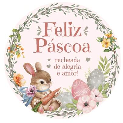 KIT 100 Adesivos Etiqueta Feliz Páscoa Cliente | Adesivo Cliente Páscoa 4x4