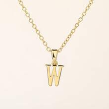 1 件优雅法式简约镂空字母设计 A-Z 项链，铜镀金字母吊坠锁骨链，精致百搭的日常佩戴礼物