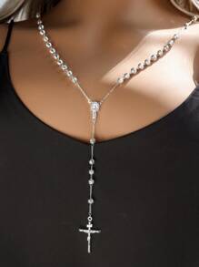 Collana Rosario Plata Estrella da 24 pollici, simbolo di protezione e fortuna, adatta per uomo e donna - Argento - Visualizzare 3