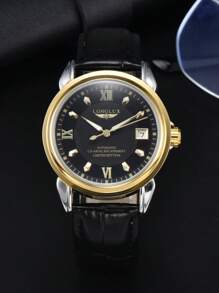 LONGLUX 1 pièce Montre mécanique automatique imperméable pour homme, cadran lumineux, bracelet  d'affaires