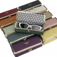 Royal Bagger Genuine Leather Fashion Glasses Case - RFID Blocking, Fashion Pencil Bag With Kiss Lock, Coin Purse For Women - 粉色 - 查看 10
