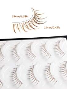 Rikuaild 5 对棕色睫毛自然假睫毛，棕色漫画睫毛纤细透明睫毛漫画眼妆效果，适合卡通风格眼妆 - 自然纖長款 - 查看 4