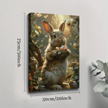 1 lienzo enmarcado para pared, bonito póster con estampado artístico divertido de conejo de Pascua, regalo ideal para dormitorio, sala de estar, pasillo, dormitorio, decoración de pared