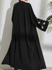Women's Minimalist Arab Embroidery Abaya Robe Dress,Modest