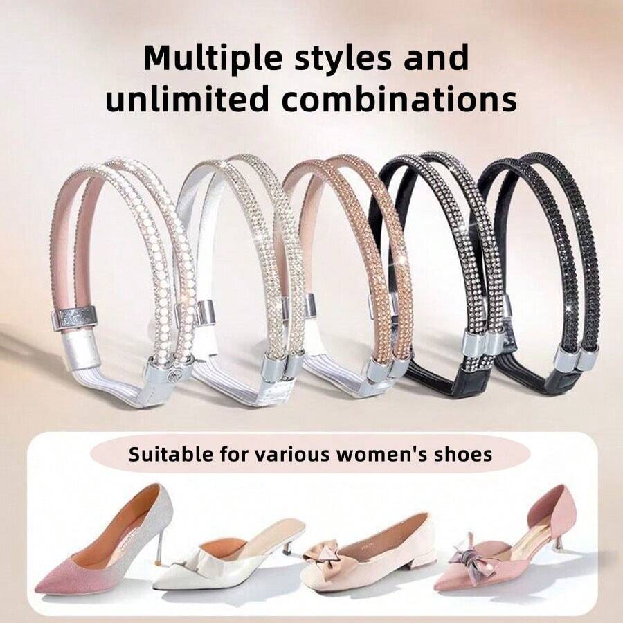 2pcs High Heel Non-Slip Diamond Shoelaces, Slouchy Shoe Buckle Chain For Sandals, No Installation Required