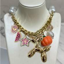 manbara Valentine's Day Gift Chunky Punk Jewelry 2025 New Pumpkin, Gold Bubble Dog, Strawberry Creativity INS Clavicle Luxury Jewelry Gift Chains Necklaces For Women, Party Style