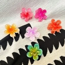 1 Stück/6 Stück blumenmusterhafte, süße und elegante Haarklammern aus buntem ABS-Kunststoff für Frauen, Candy-farbene Haraccessoires wie Haarklammern, Haarklammern, Haarklammern, Haarklemmen, Haarklammern