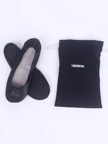 Women's Fashion Casual Soft Comfortable Versatile Indoor Soft-Sole Lightweight Foldable Shoes With Drawstring Pouch For Storage And Travel, Suitable For Dancing - Black - View 7