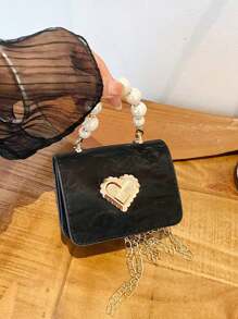 1pc Mini Princess Style Heart Pearl Handbag, Suitable For Party, Gathering, Events - Multicolor - View 6