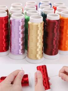 1200m/rouleau Fil de fleur enveloppé de velours sans nœud en polyester - Matériel pour épingle à cheveux, broche et franges de style antique fait à la main. Utilisé pour la fabrication de bijoux tissés à la main, assortir la fabrication de bijoux, etc.