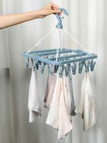 1pc multifunctionele opvouwbare hangende kledingrek met 32 clips, multifunctionele waslijn, sokkenclips, droogrek voor thuis en studenten
