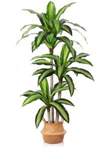 Artificial Plants, 5 Ft  Tree Faux Plants Indoor Outdoor Decor Fake Tree With Woven Seagrass Basket Plants For Home Decor Office Living Room Porch Patio Housewarming - màu xanh lá - Xem 8
