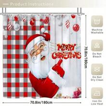 4pcs Christmas Grandpa Curtain Shower Curtain Decoration, Beautiful Housewarming Gift Modern Home Decoration, Waterproof Shower Curtain And Toilet Floor Mat Three Pieces Set With 12 Shower Curtain Hooks Home Bathroom Decor Fall Decor Bathroom Accessories Back To School