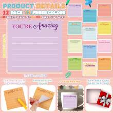 2/12/24 piezas Notas adhesivas de agradecimiento para empleados, regalos a granel con frases, blocs de notas pequeños de bolsillo inspiradores como regalo para maestros, compañeros de trabajo, suministros de oficina