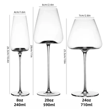 透明无铅水晶红酒杯套装，红酒杯，白葡萄酒杯，适合婚礼、生日和周年纪念日。8盎司/20盎司/24盎司，送给父亲的礼物 - 透明 - 查看 4