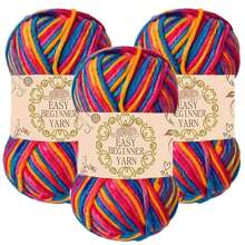 3 Bundles 5-Ply Gradient Color Acrylic & Wool Blended Yarn, Suitable For DIY Crochet And Knitting Sweaters, Scarves, Hats, 50g*3