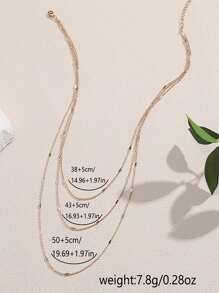 Nooxian 1件女士简约多层链条项链（压扁数量和间距随机） - 金黃色 - 查看 6