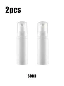 60毫升白色泡沫按压瓶，睫毛洗发水瓶，旅行泡沫按压瓶，空塑料瓶，可重复灌装迷你皂液器，适用于洗手液、睫毛洗发水、沐浴露，适合旅行、居家和学生返校使用