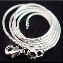 925 Sterling Silver Plated Necklace Women, Silver Fashion Jewelry Snake Chain 1mm Neck 16 18 20 22 24 26 28 30 Inches