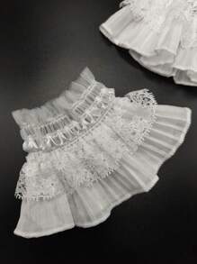 1 para eleganckich, dekoracyjnych, koronkowych mankietów z bufiastymi rękawami, poliester, uniwersalne do codziennego noszenia i ceremonii, na każdą porę roku