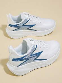 新款女士休闲运动鞋，轻便透气公路跑鞋，运动鞋，学生鞋，网布和皮革，防滑，减震，健身健身鞋 - 藍色 - 查看 2