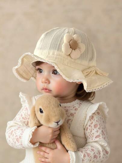 女婴可爱渔夫帽，透气时尚大帽檐公主渔夫帽，春秋季，适合 1-3 岁