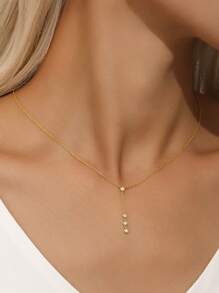 1pc S925 Sterling Silver Y-Shape Diamond Necklace, Women's Birthday Gift Jewelry - Gold - View 2