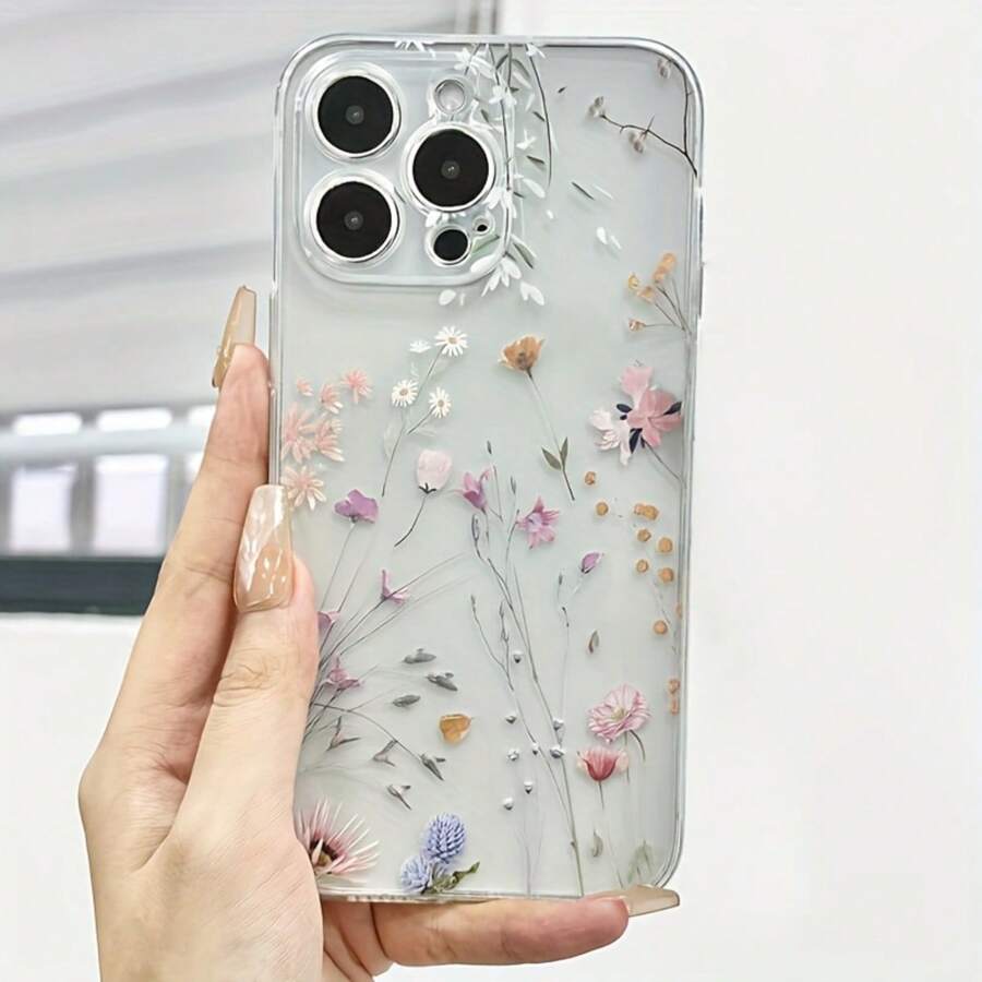 Flower Phone Case Summer 1pc Various Flower And Branch Patterns Compatible With IPhone 16 Pro Max 15 14 13 12 11 Pro Max Plus X XR XSMax 7 8 Plus Mini Series Protective Cases, Christmas Gifts, Boyfriend And Girlfriend Gifts Waterproof Shockproof Anti-Fall Scratch Resistant