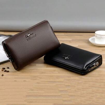 长款皮革钱包手拿包大号商务手提包手机卡夹保护套，适合男士作为父亲节、儿子、丈夫、男朋友的礼物。防盗密码锁，大容量商务手拿包。适合青少年夏季休闲户外运动或度假旅行或毕业礼物或生日礼服配饰